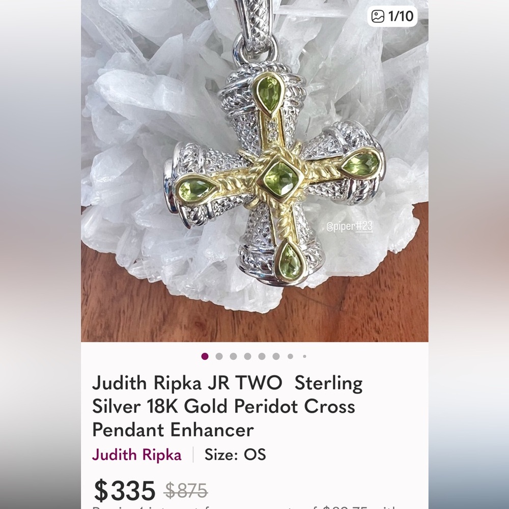 Judith Ripka Sterling Silver Cross Enhancer Aquamarine & Peridot Gemstones - Picture 11 of 14